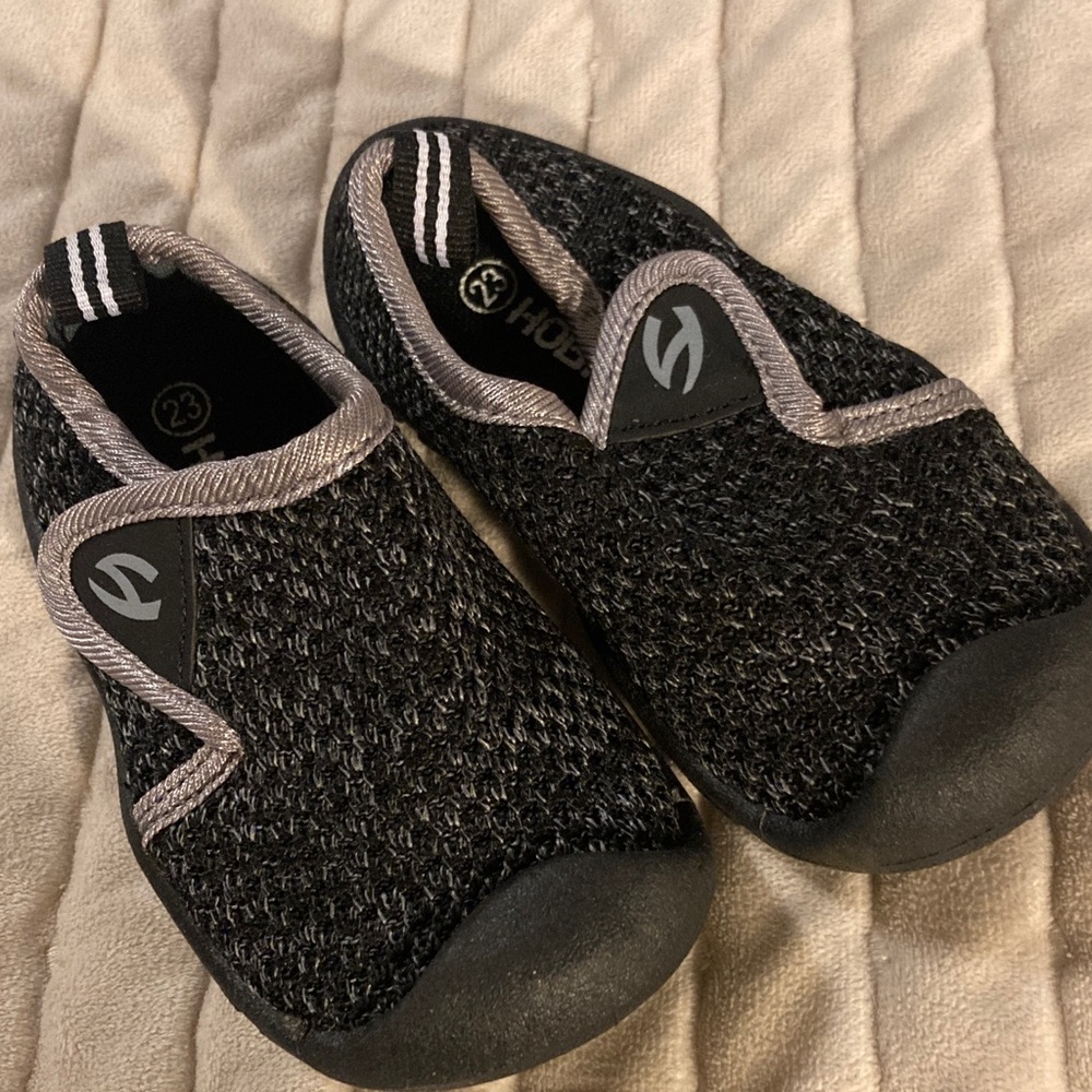Kids Black Slip-On Water Shoes with Gray Trim